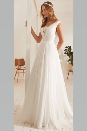 Bohemian Style Wedding Dresses Beach Simple Ivory Tulle Skirt