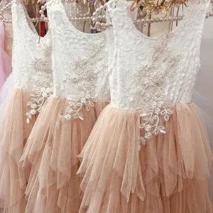 Boho Dreams Dress - Apricot Champagne Applique