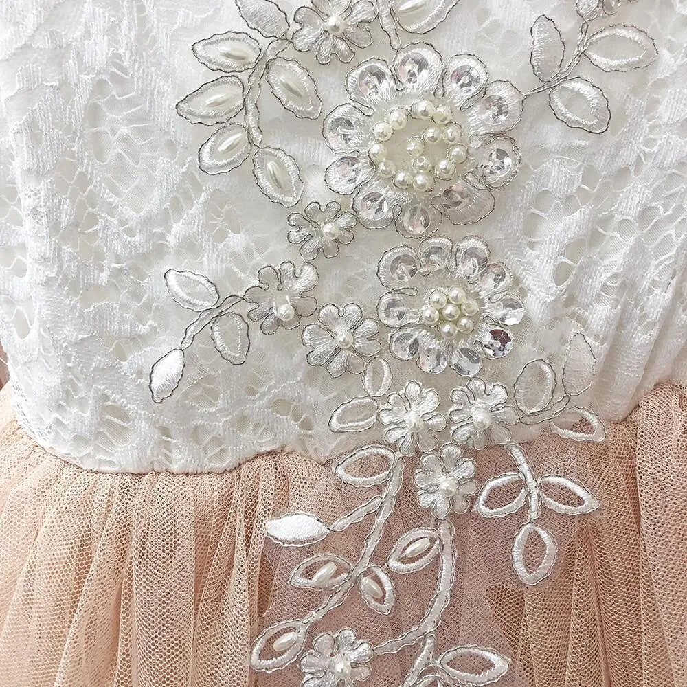 Boho Dreams Dress - Apricot Champagne Applique