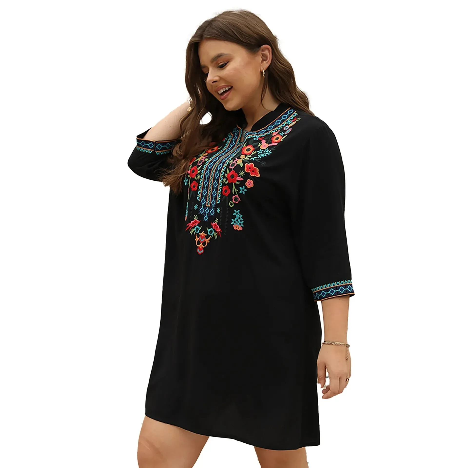 Boho Embroidered Casual Dress for Women
