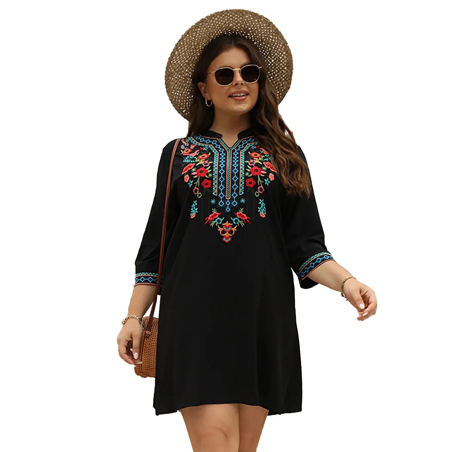 Boho Embroidered Casual Dress for Women