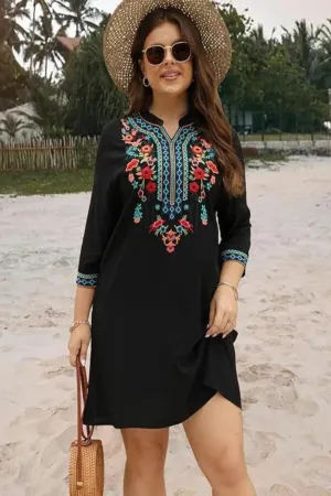 Boho Embroidered Casual Dress for Women