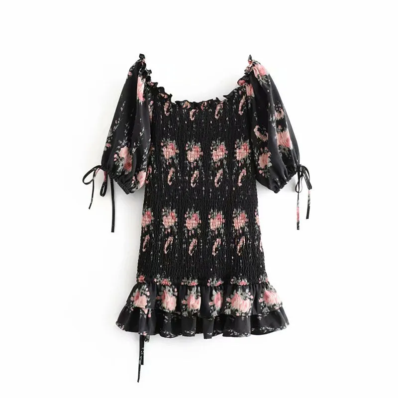 Boho Ruffle Mini Dress