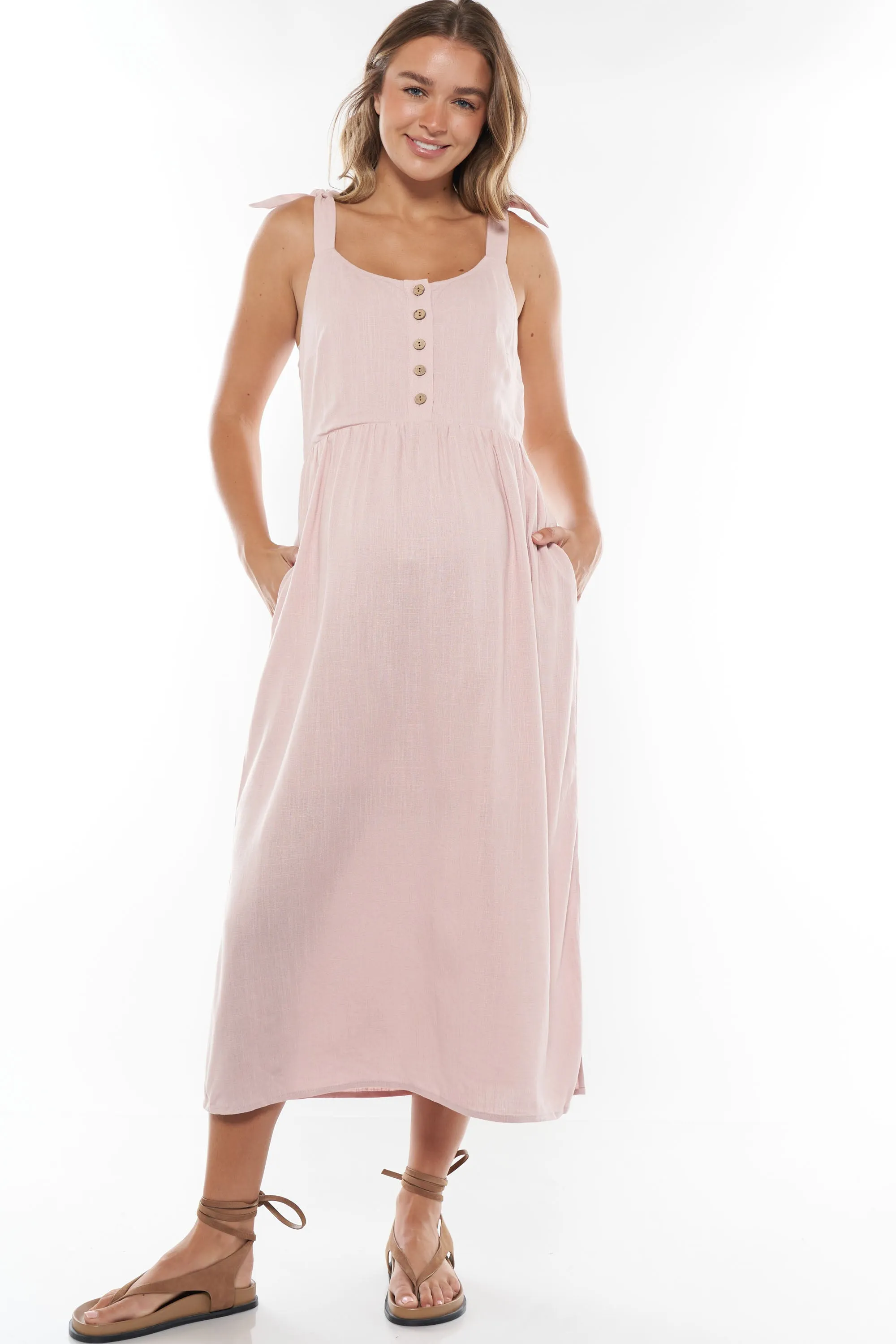 Breeze Along Midi Dress - Blush