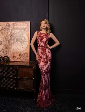 Burgundy mother of the bride dress | Lace formal dresses | KatrinFAVOR