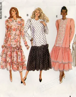 Butterick 5122 Womens Dropped Waist Maternity Dress 1990s Vintage Sewing Pattern Size 6 - 12