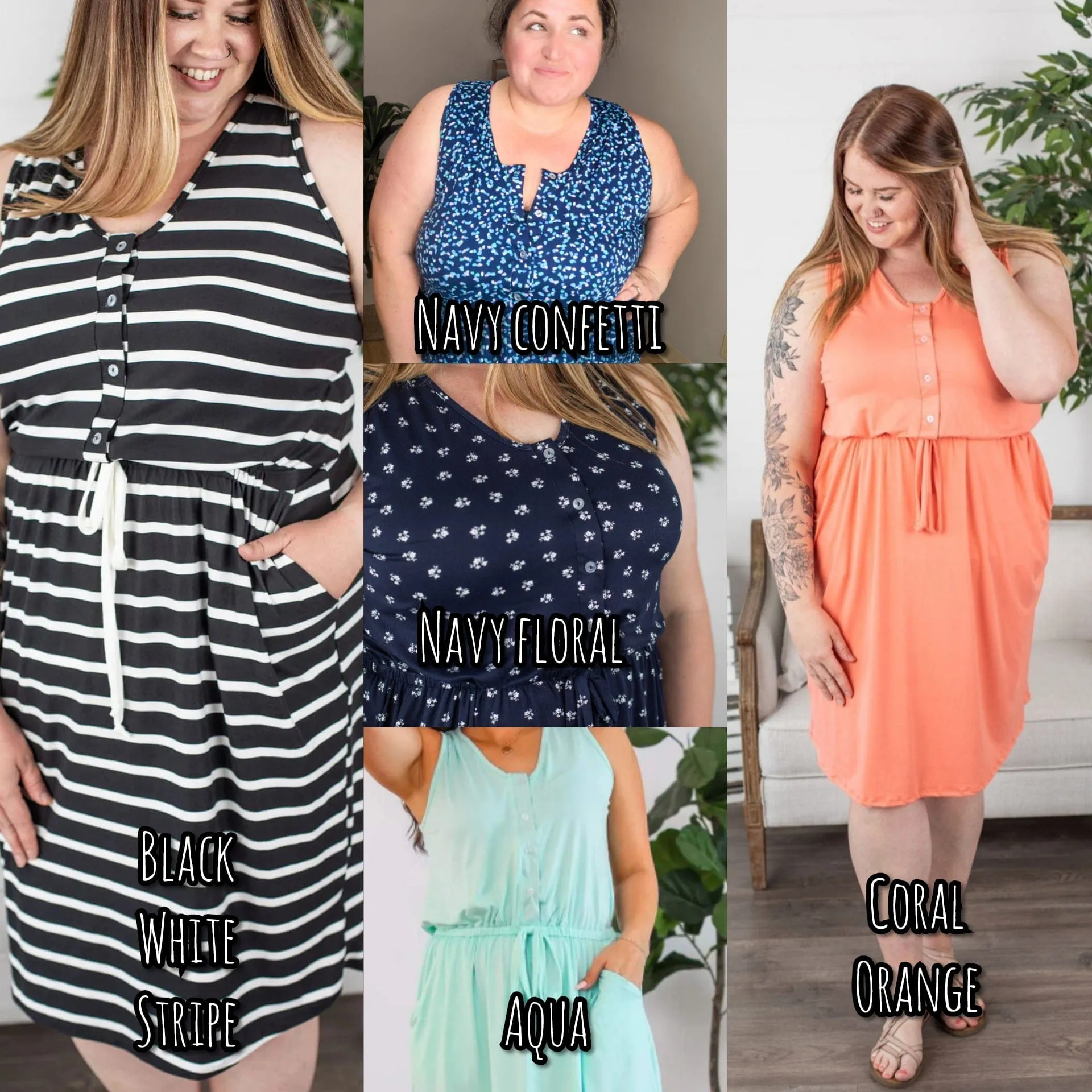 Call It a Tie Button Front Comfy Dress (5 colors)