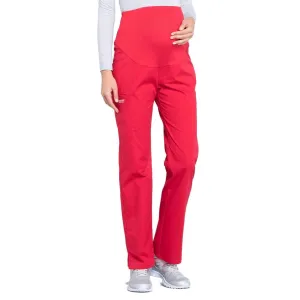 Cherokee Workwear Professionals WW220 Scrubs Pants Maternity Straight Leg Red