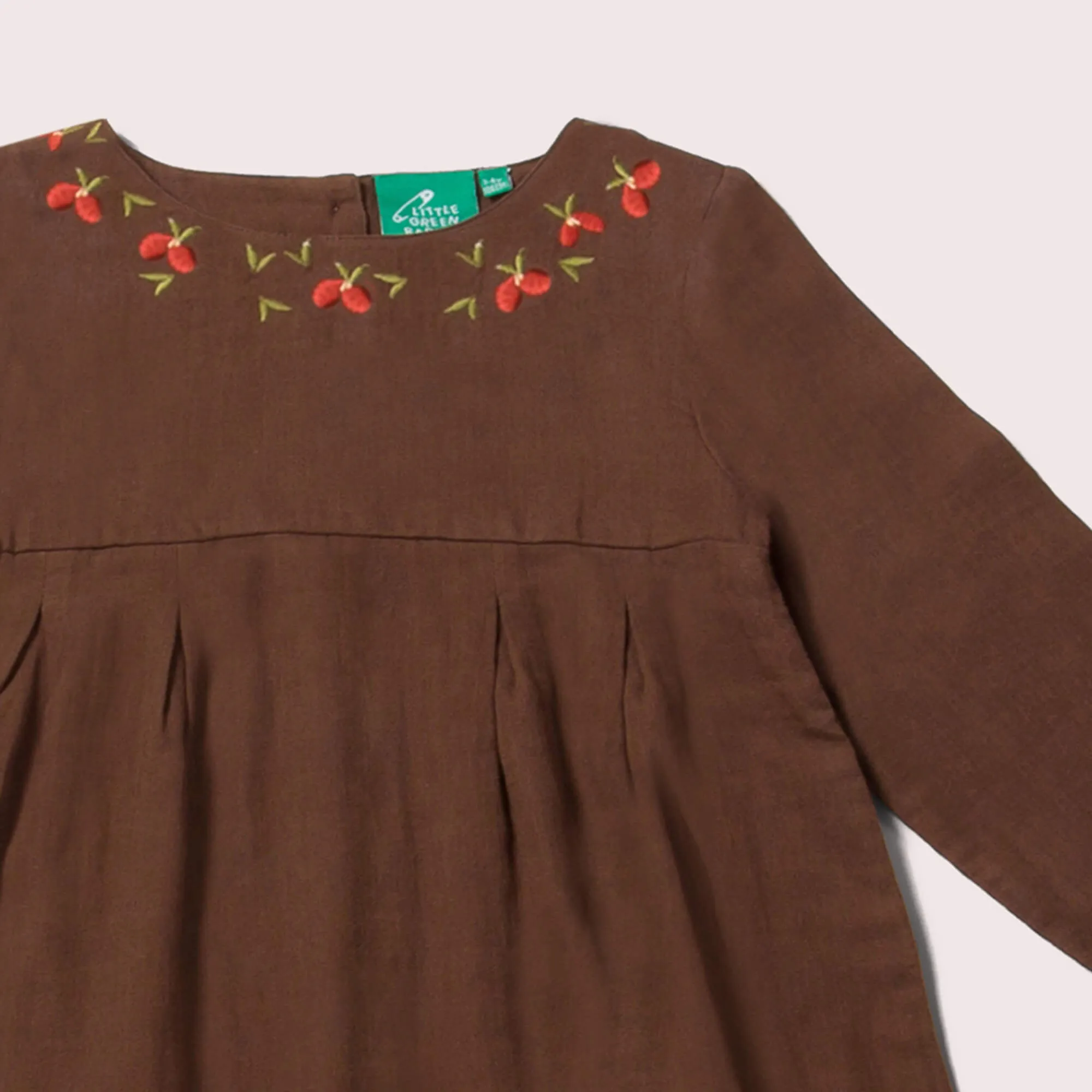 Cherry Embroidered Long Sleeve Smock Dress