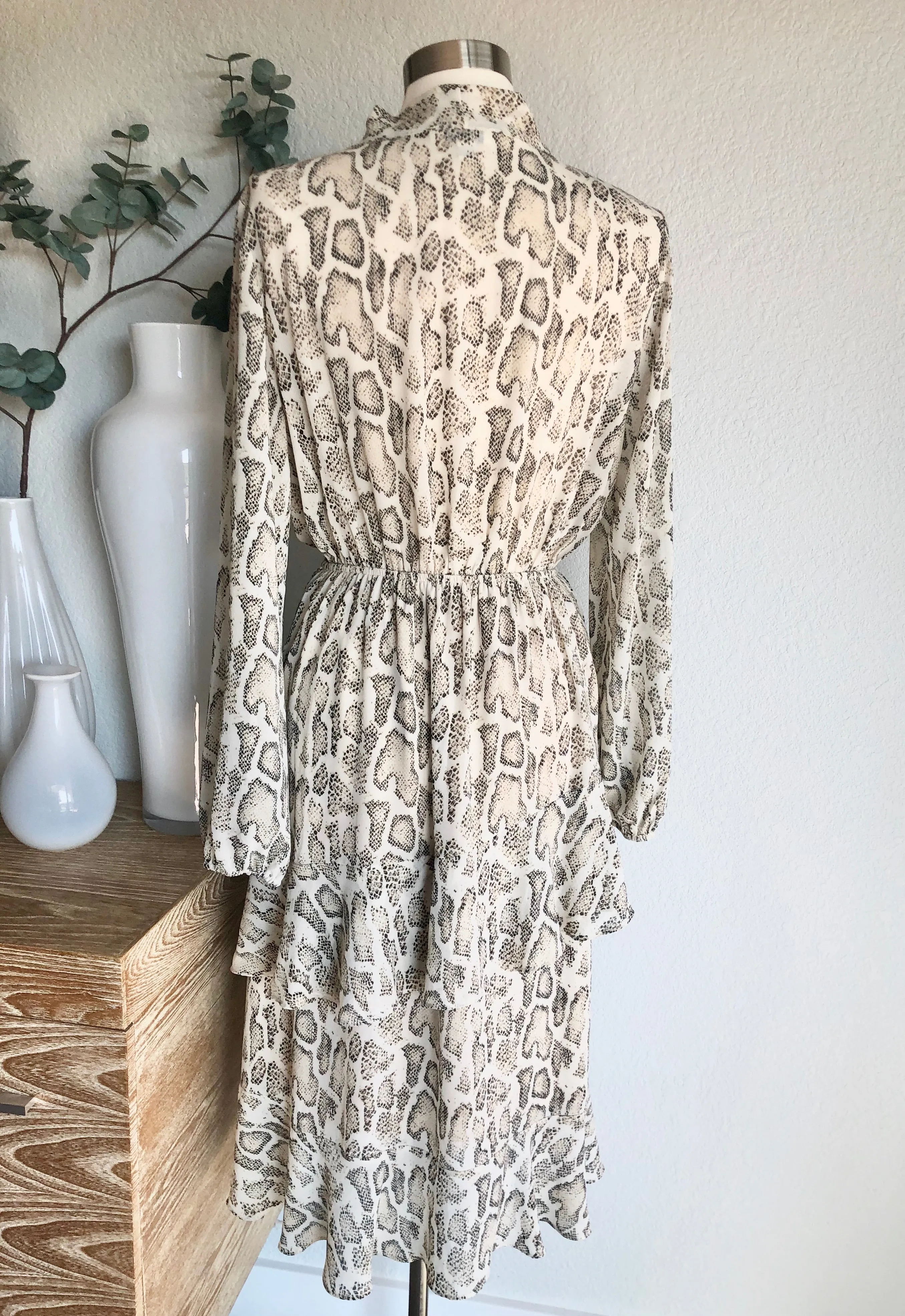 CHIFFON SNAKE PRINT MIDI DRESS