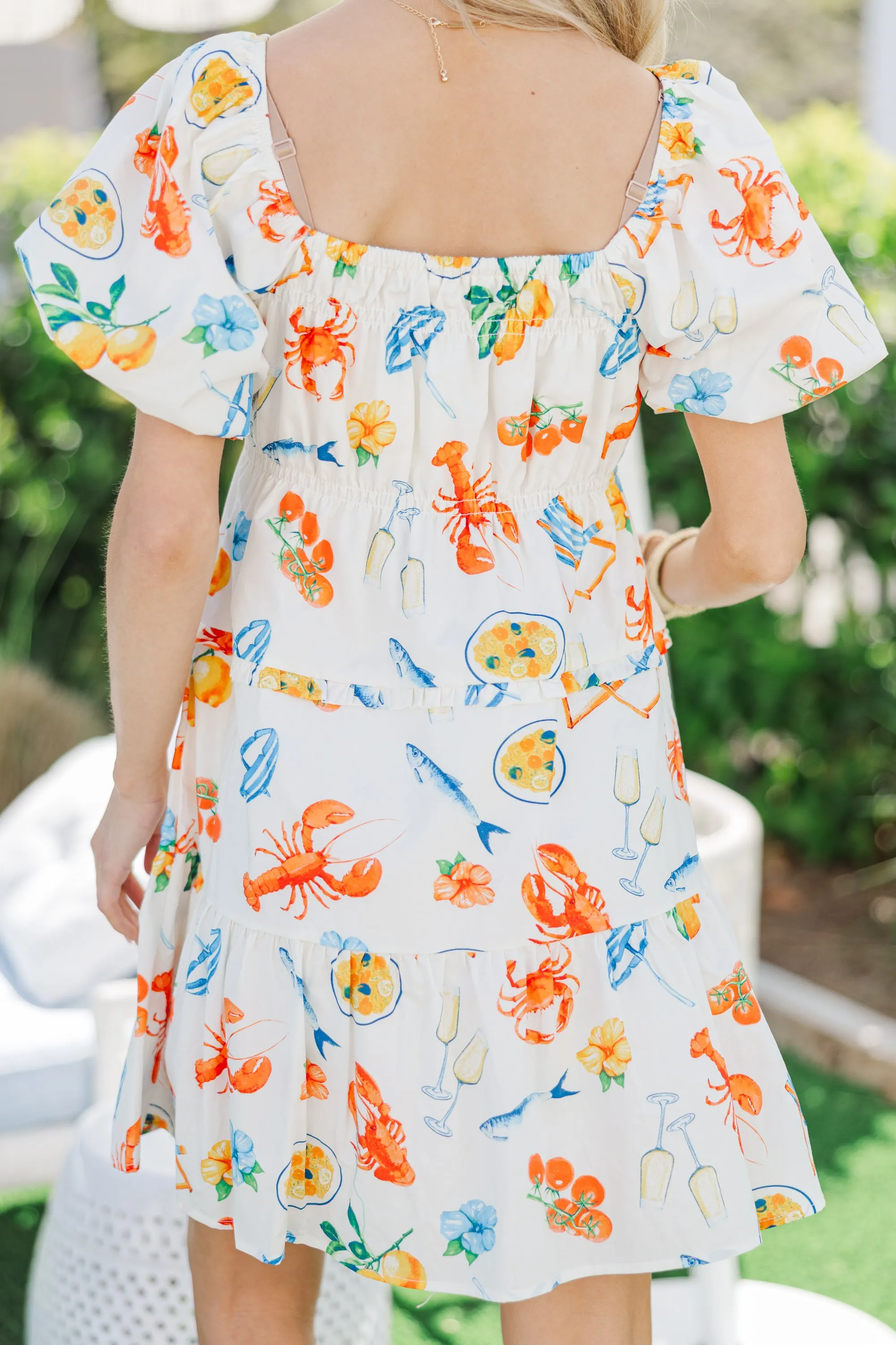 Coastal Dream White Nautical Print Dress