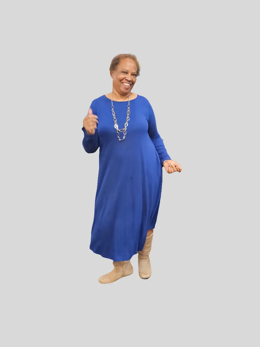 Comfortable cotton ZENANA VISCOSE ROUND NECK POCKET DRESS  VD-7007