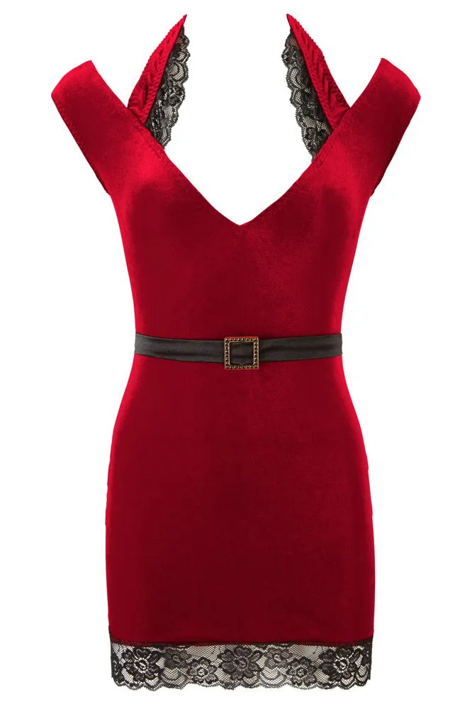 Cottelli Party Red Velvet Mini Dress (S)