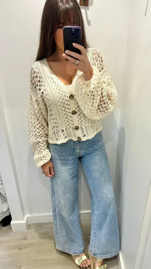 CREAM CROCHET CARDIGAN