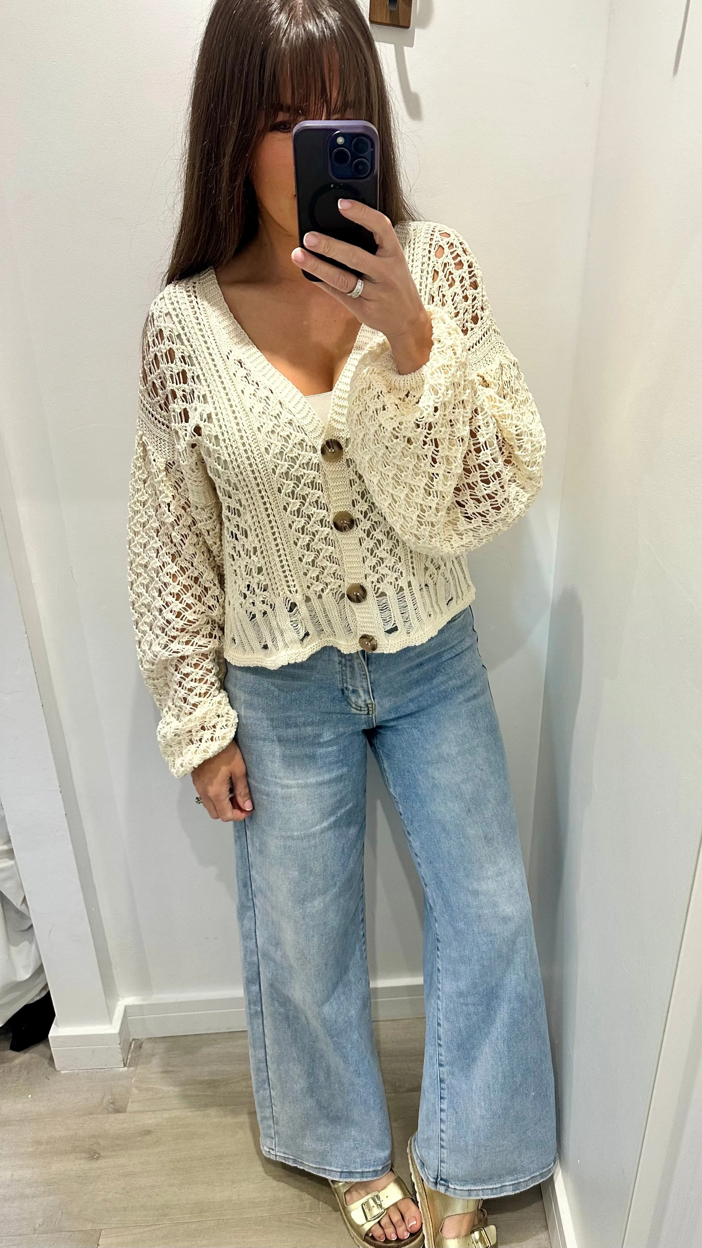 CREAM CROCHET CARDIGAN