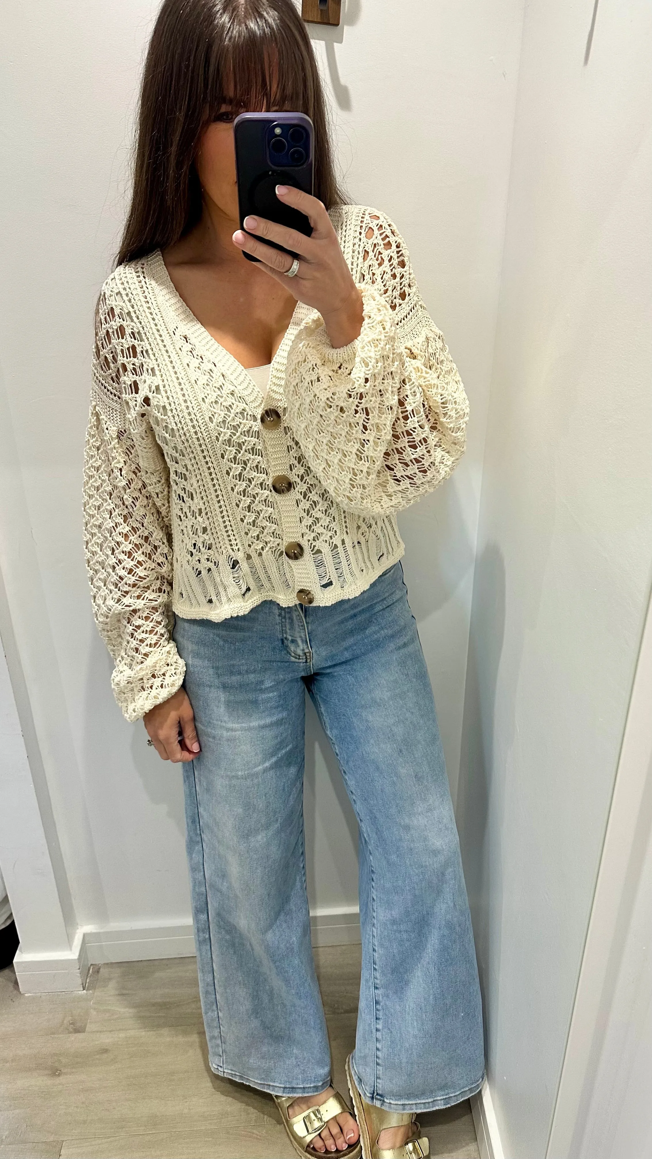 CREAM CROCHET CARDIGAN