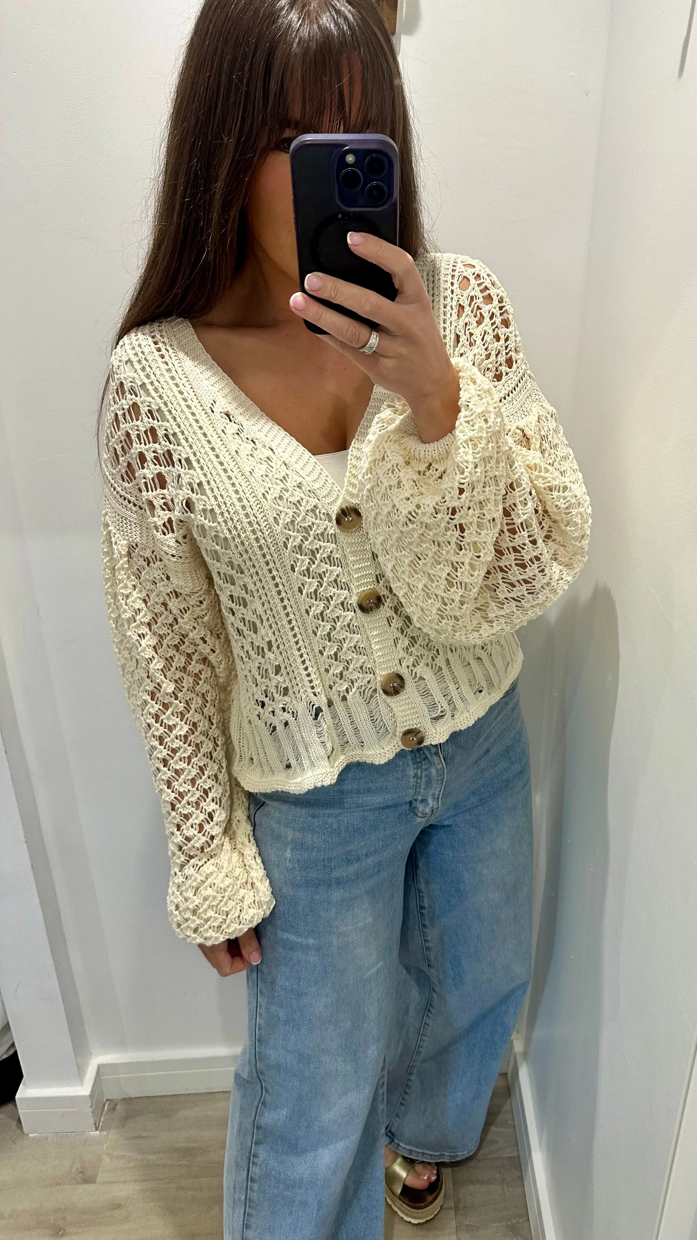 CREAM CROCHET CARDIGAN