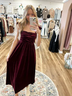 Crimson Velvet Dress
