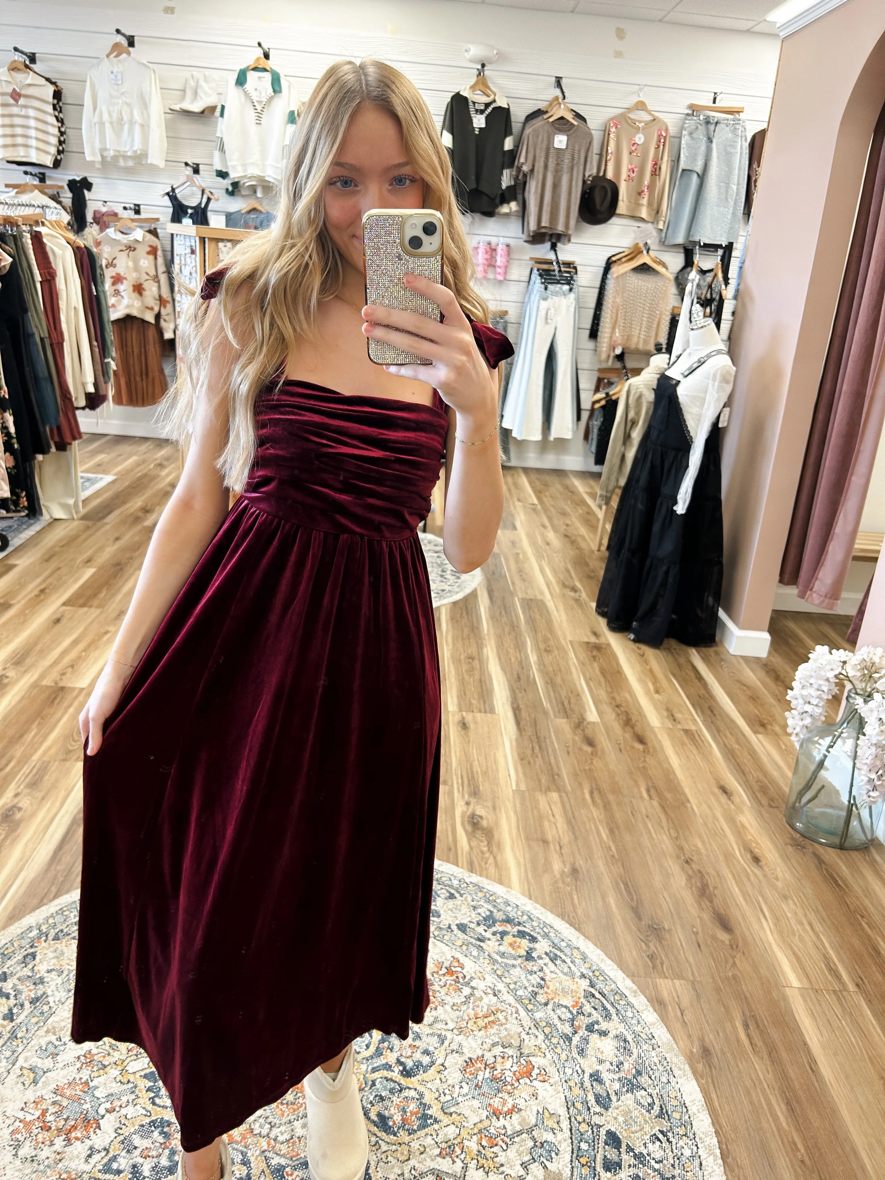 Crimson Velvet Dress