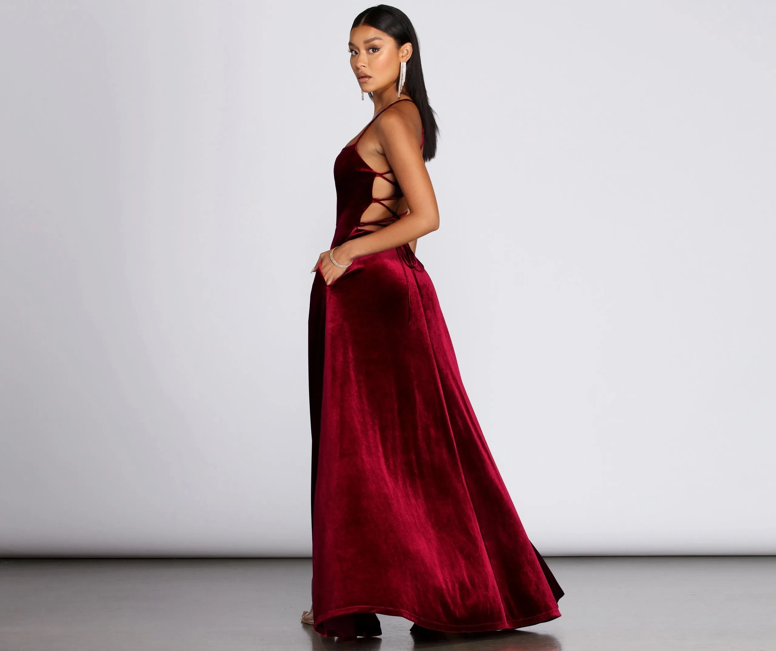 Dakota Velvet Lace Charming Up Evening Gown