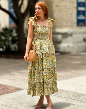 Delilah Floral Print Tiered Maxi Dress