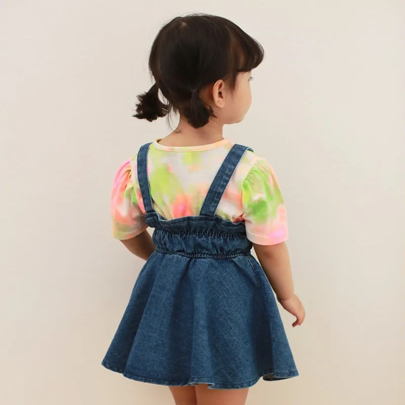Denim Smiley Pinafore Dress CCR1019