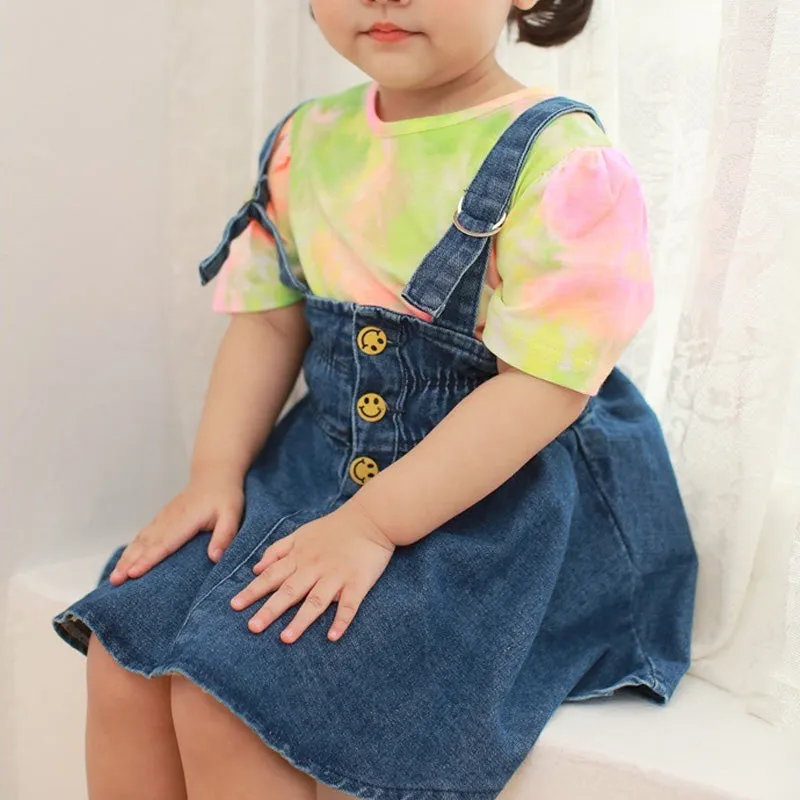 Denim Smiley Pinafore Dress CCR1019