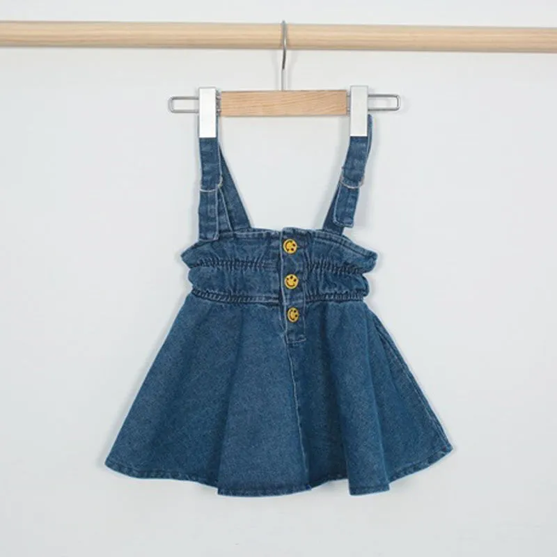 Denim Smiley Pinafore Dress CCR1019