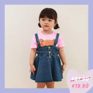 Denim Smiley Pinafore Dress CCR1019