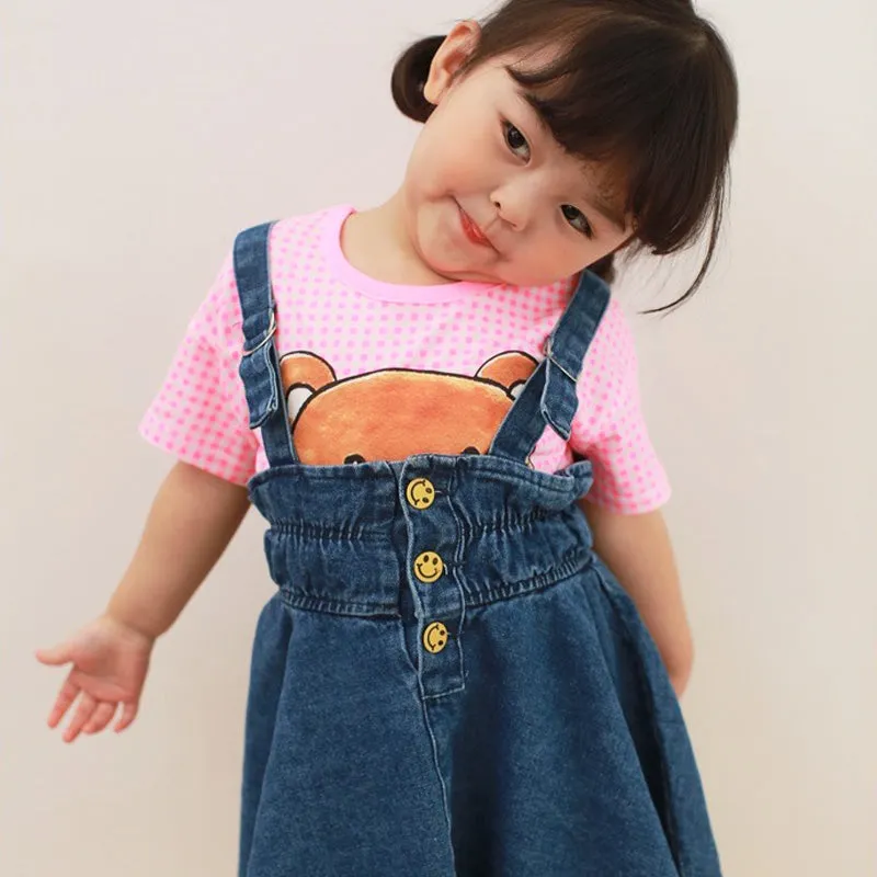 Denim Smiley Pinafore Dress CCR1019