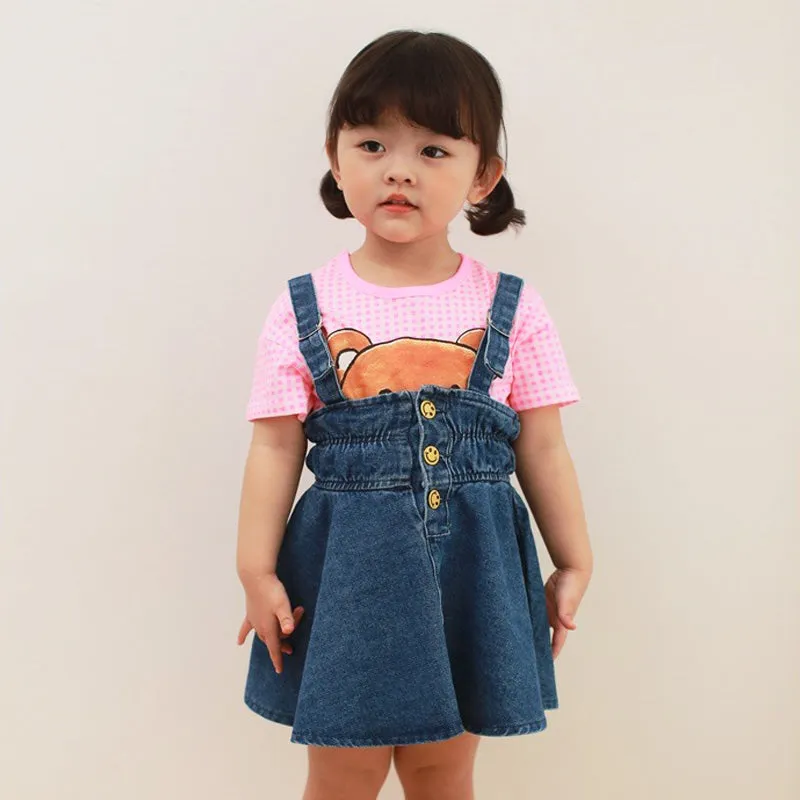 Denim Smiley Pinafore Dress CCR1019