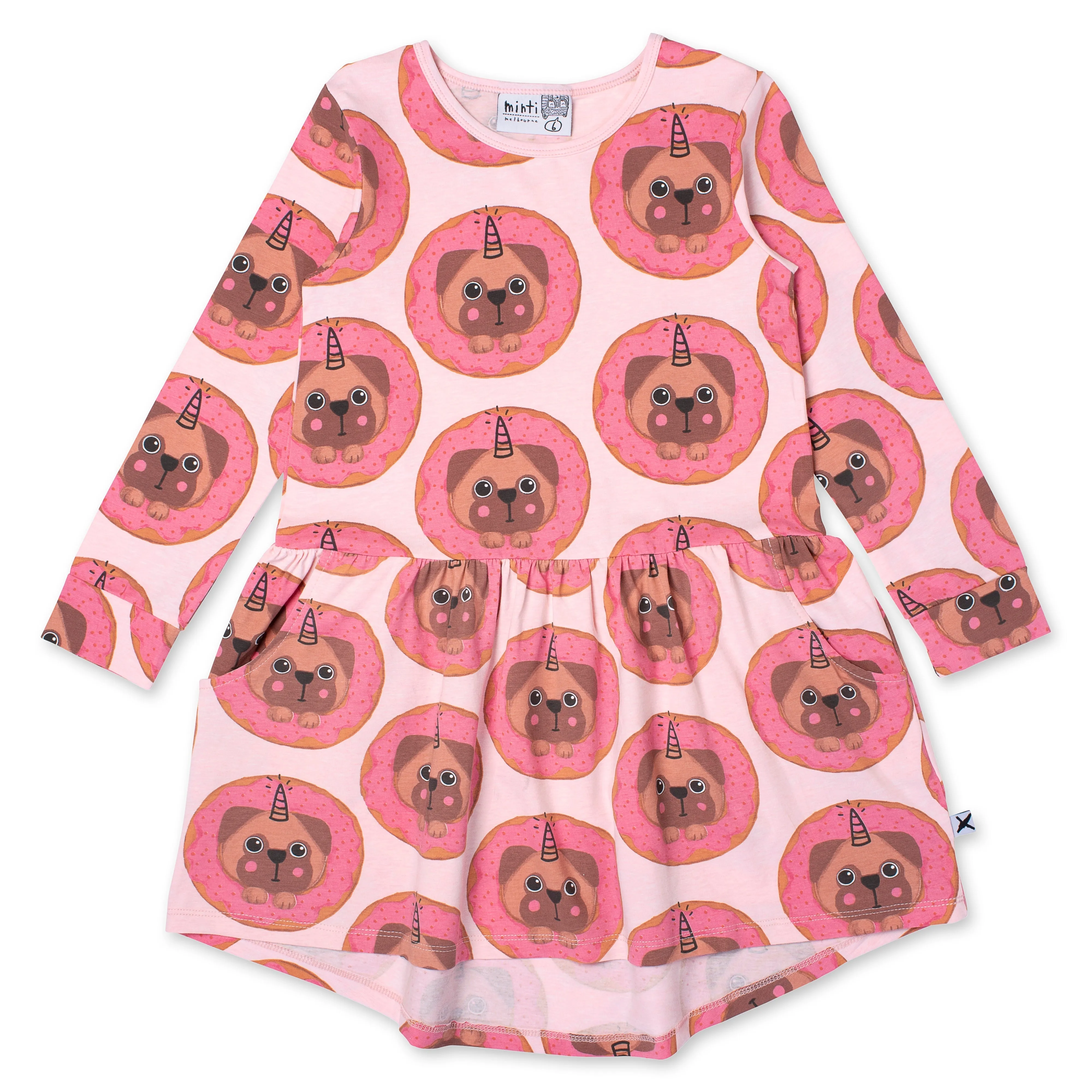 Donut Pug Dress -Pink Marle