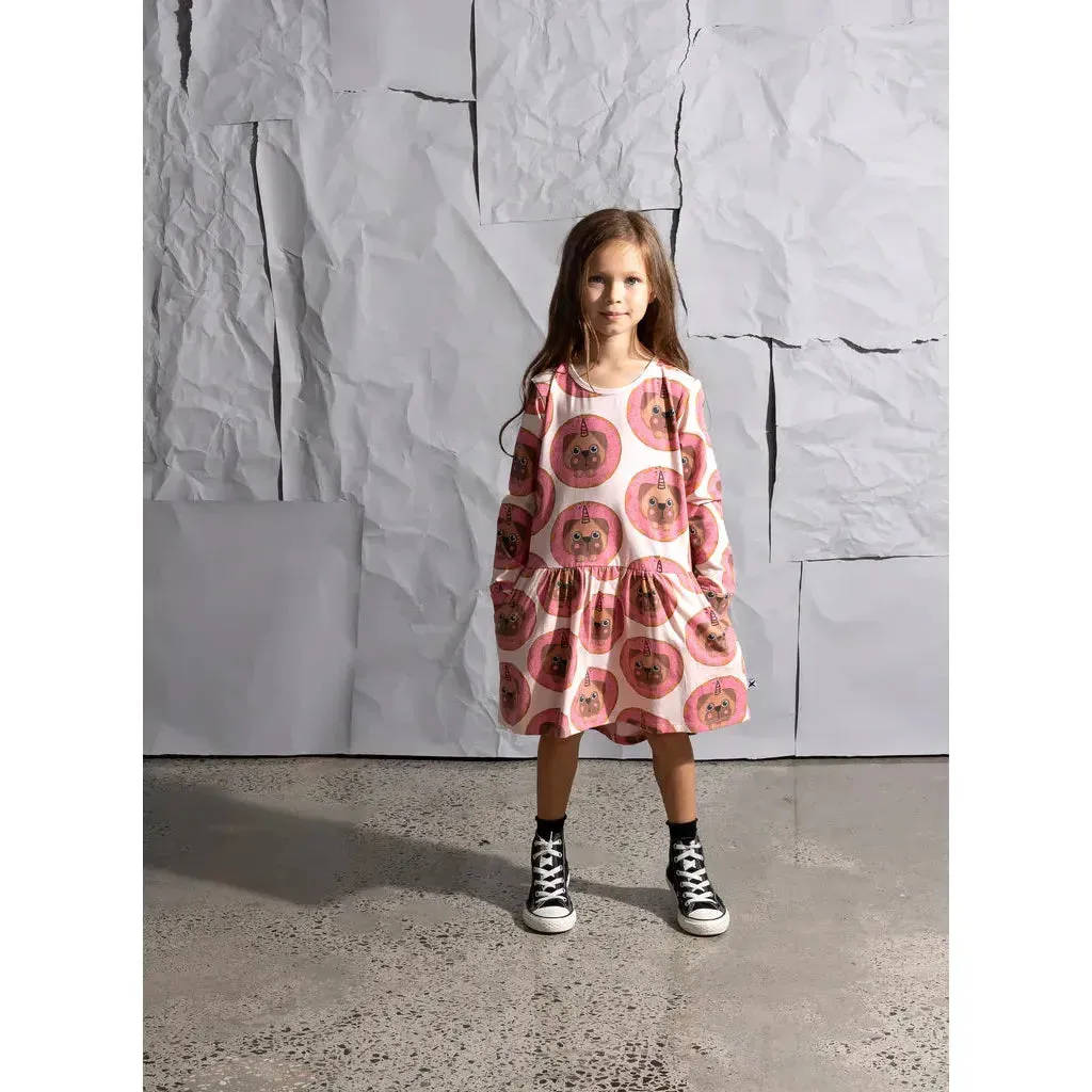 Donut Pug Dress -Pink Marle