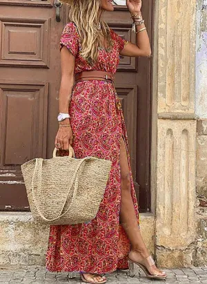 Elegant High Slit Beach Robe Dress