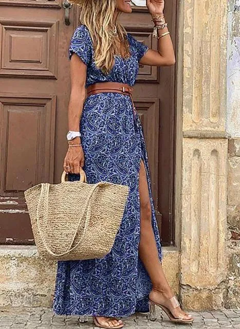 Elegant High Slit Beach Robe Dress