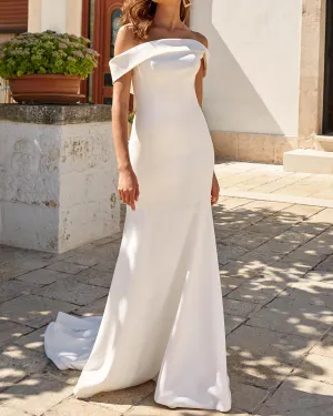 Elegant Off The Shoulder Wedding Dress Mermaid Bridal Dress Simple Strapless Bridal Gowns