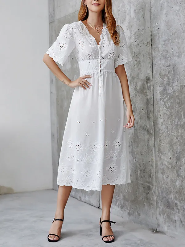 Embroidered Bohemian Stitching Lace Dress