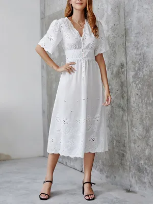 Embroidered Bohemian Stitching Lace Dress