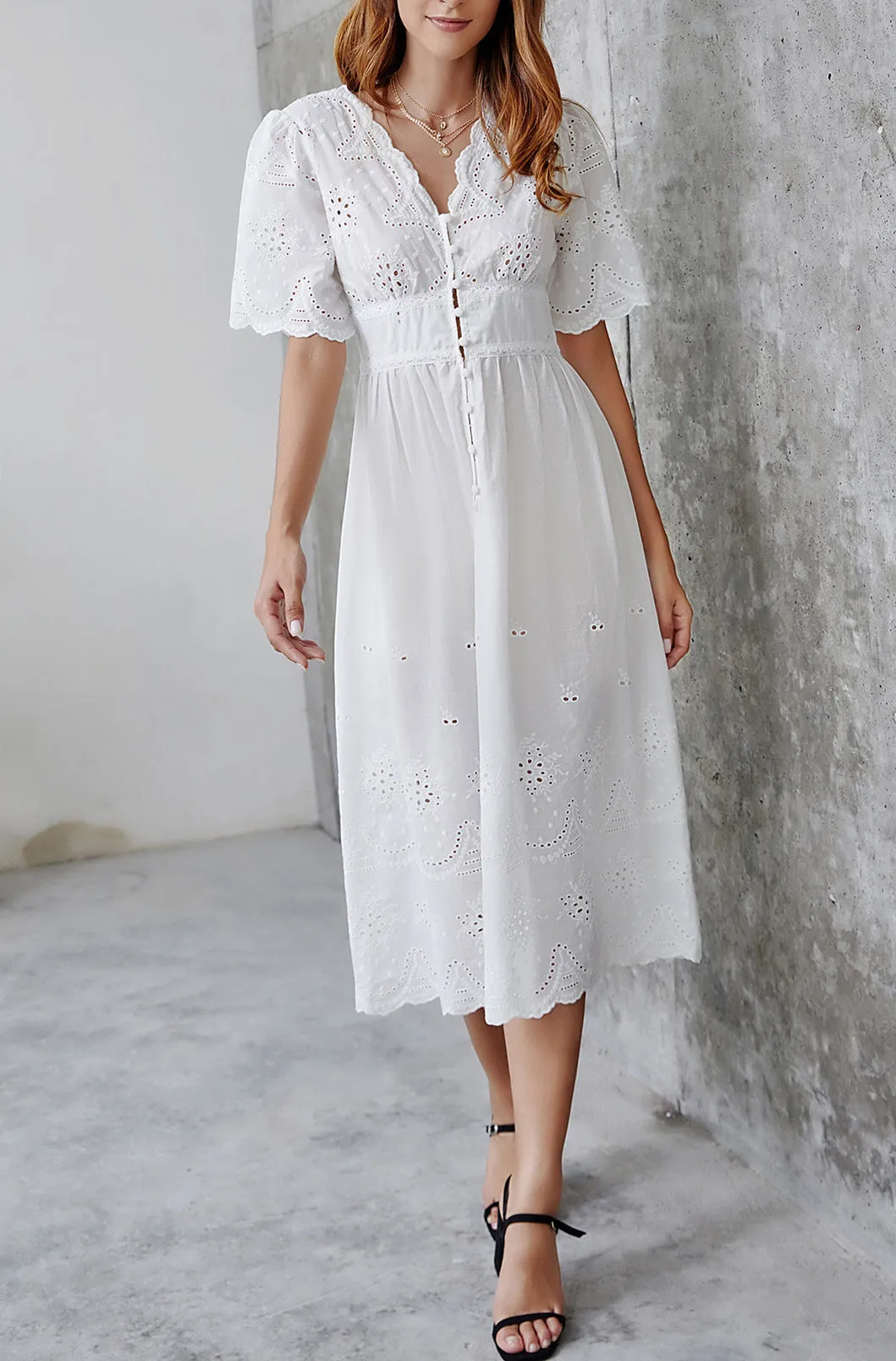 Embroidered Bohemian Stitching Lace Dress