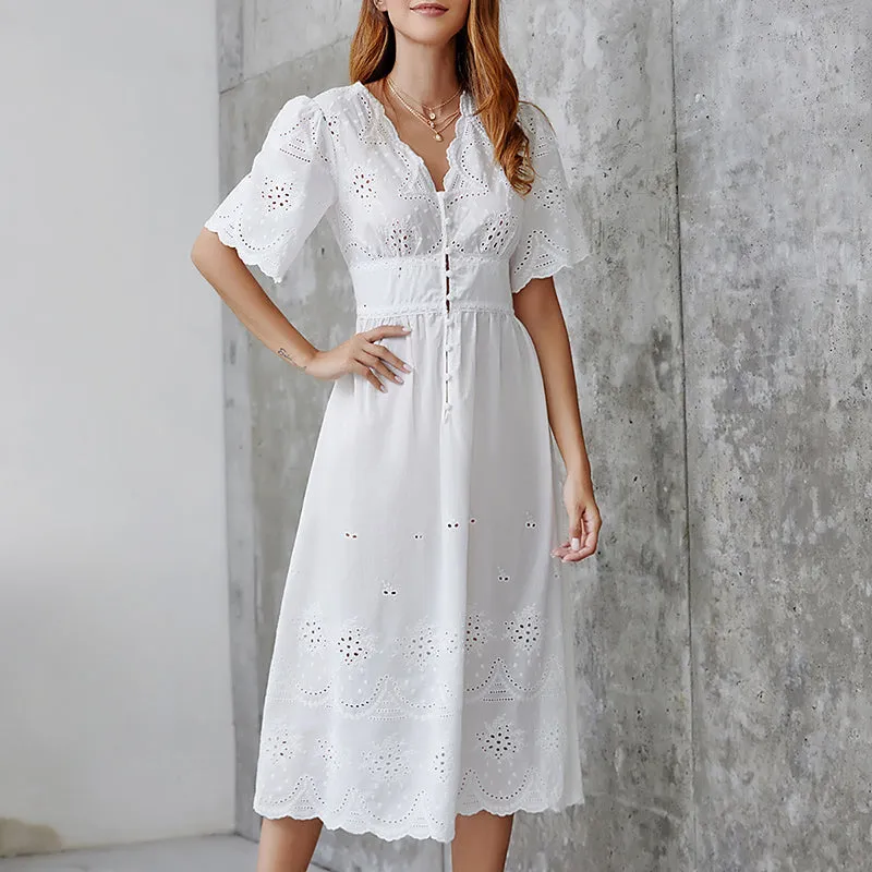 Embroidered Bohemian Stitching Lace Dress