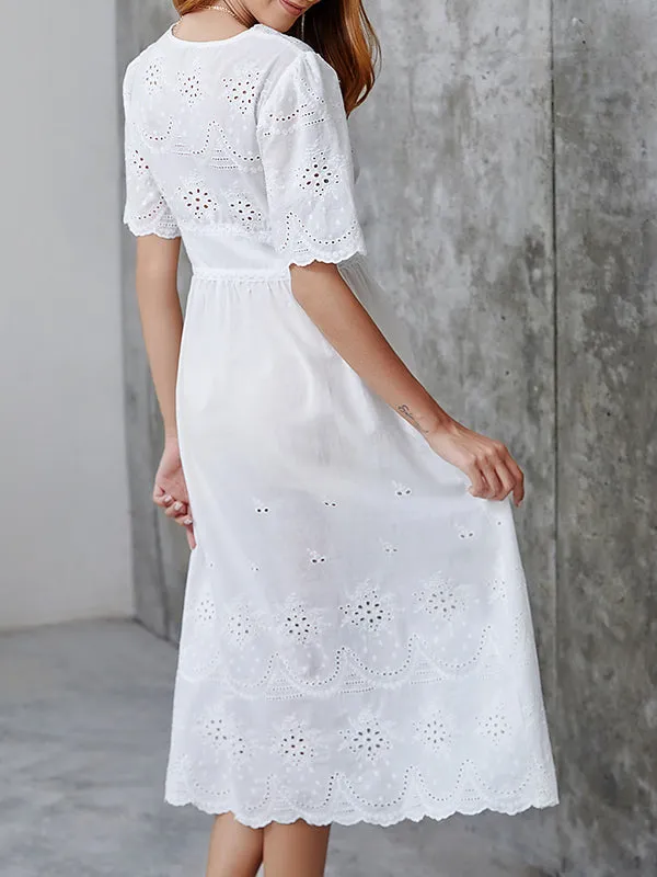 Embroidered Bohemian Stitching Lace Dress