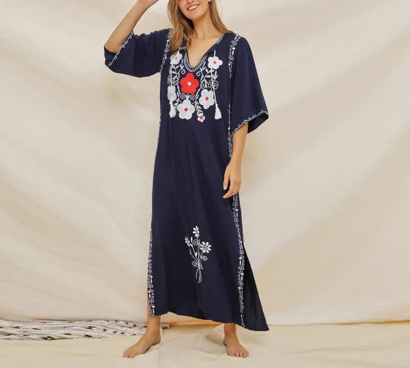 Embroidered Stitching Bohemian Dress