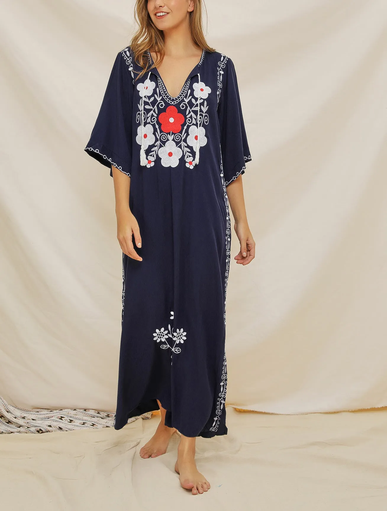 Embroidered Stitching Bohemian Dress