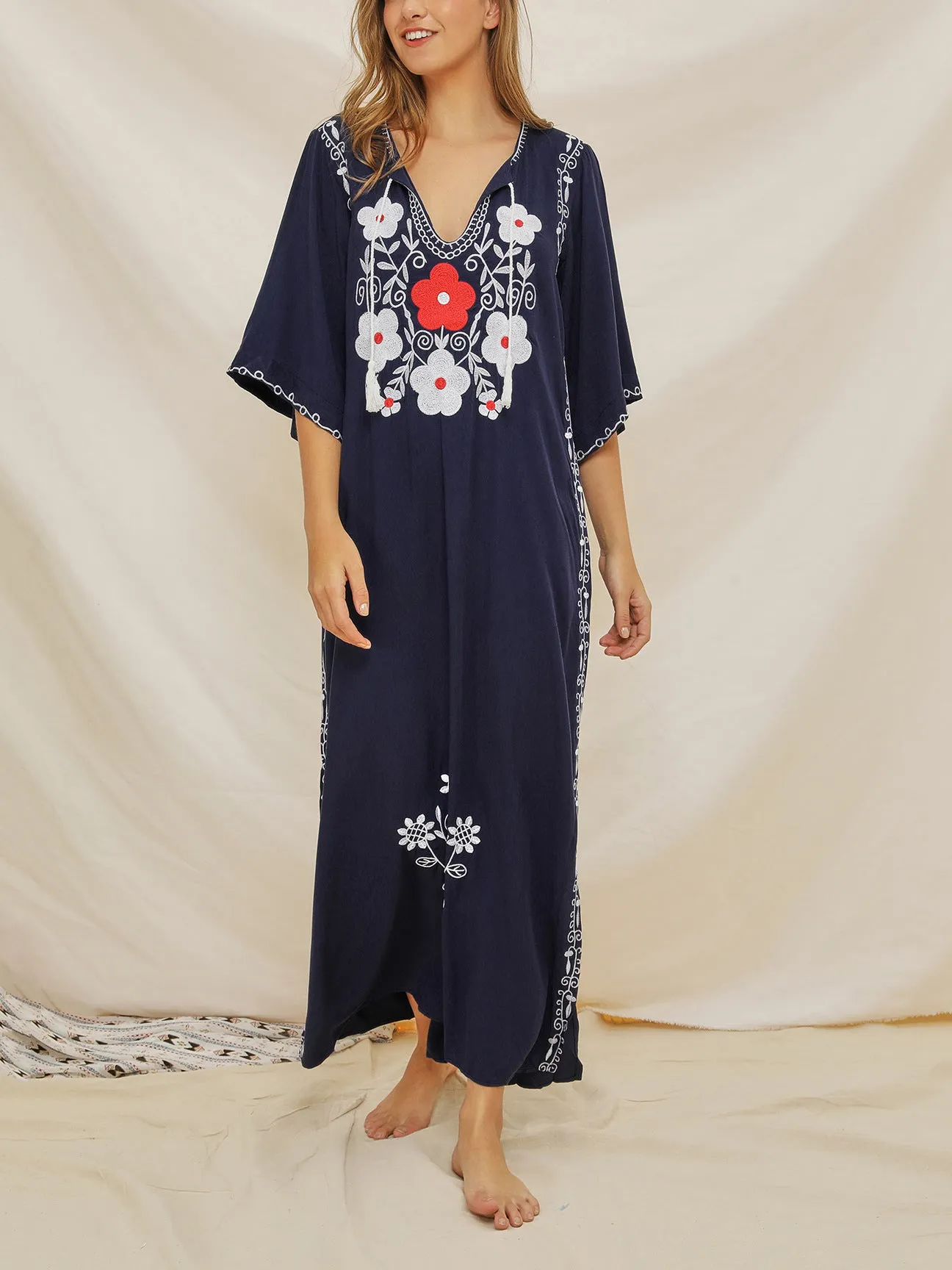 Embroidered Stitching Bohemian Dress