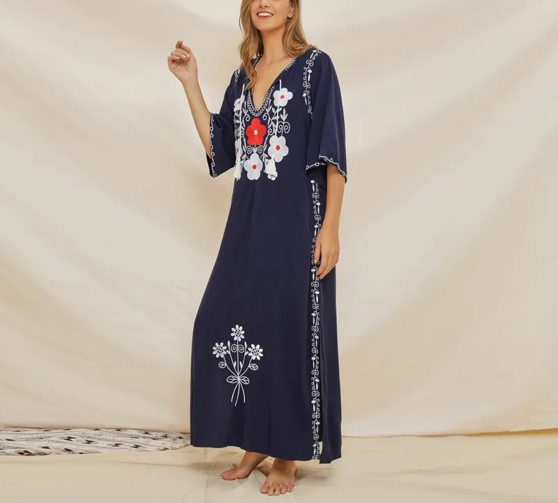 Embroidered Stitching Bohemian Dress