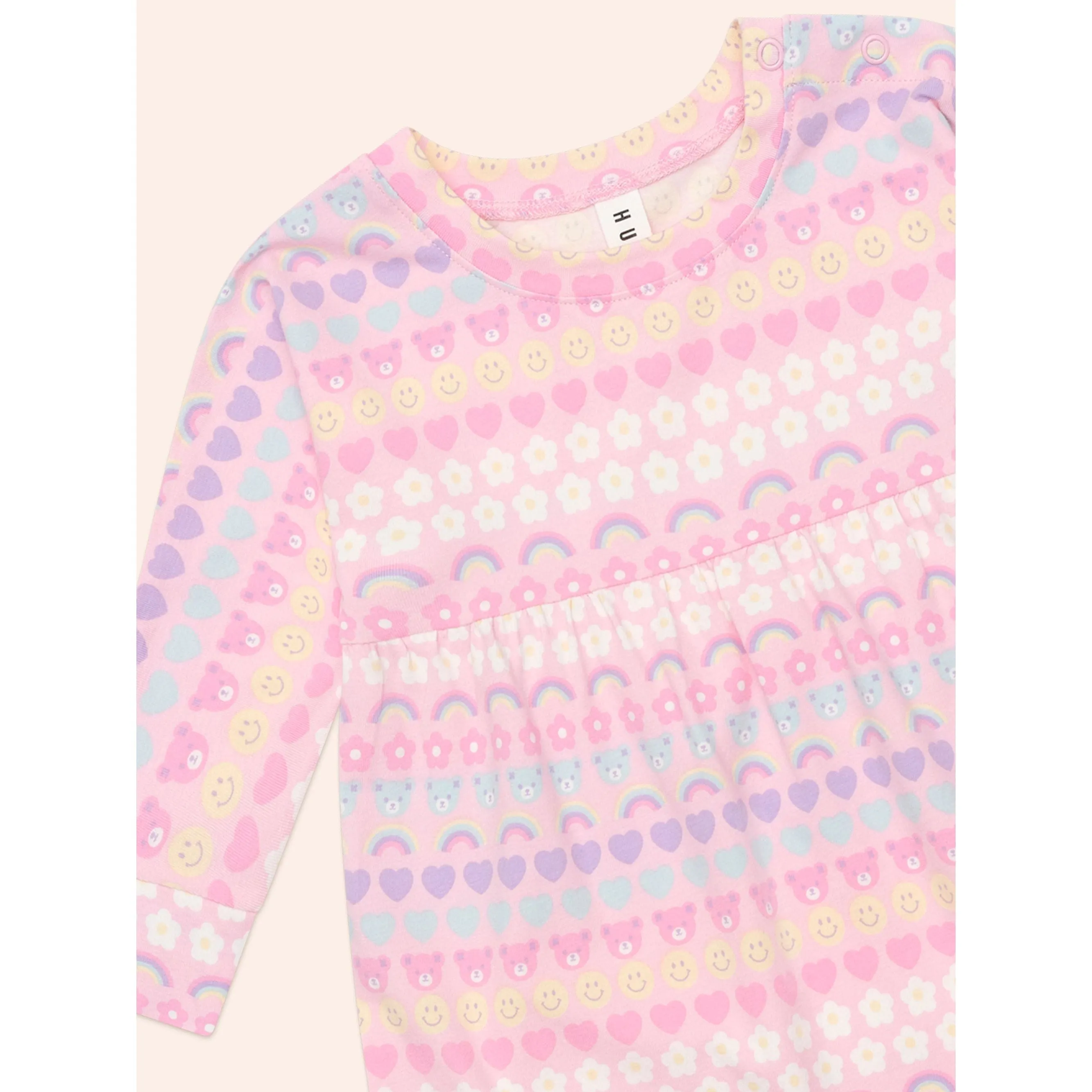 Emoji Rainbow Long Sleeve Swirl Dress