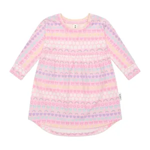 Emoji Rainbow Long Sleeve Swirl Dress