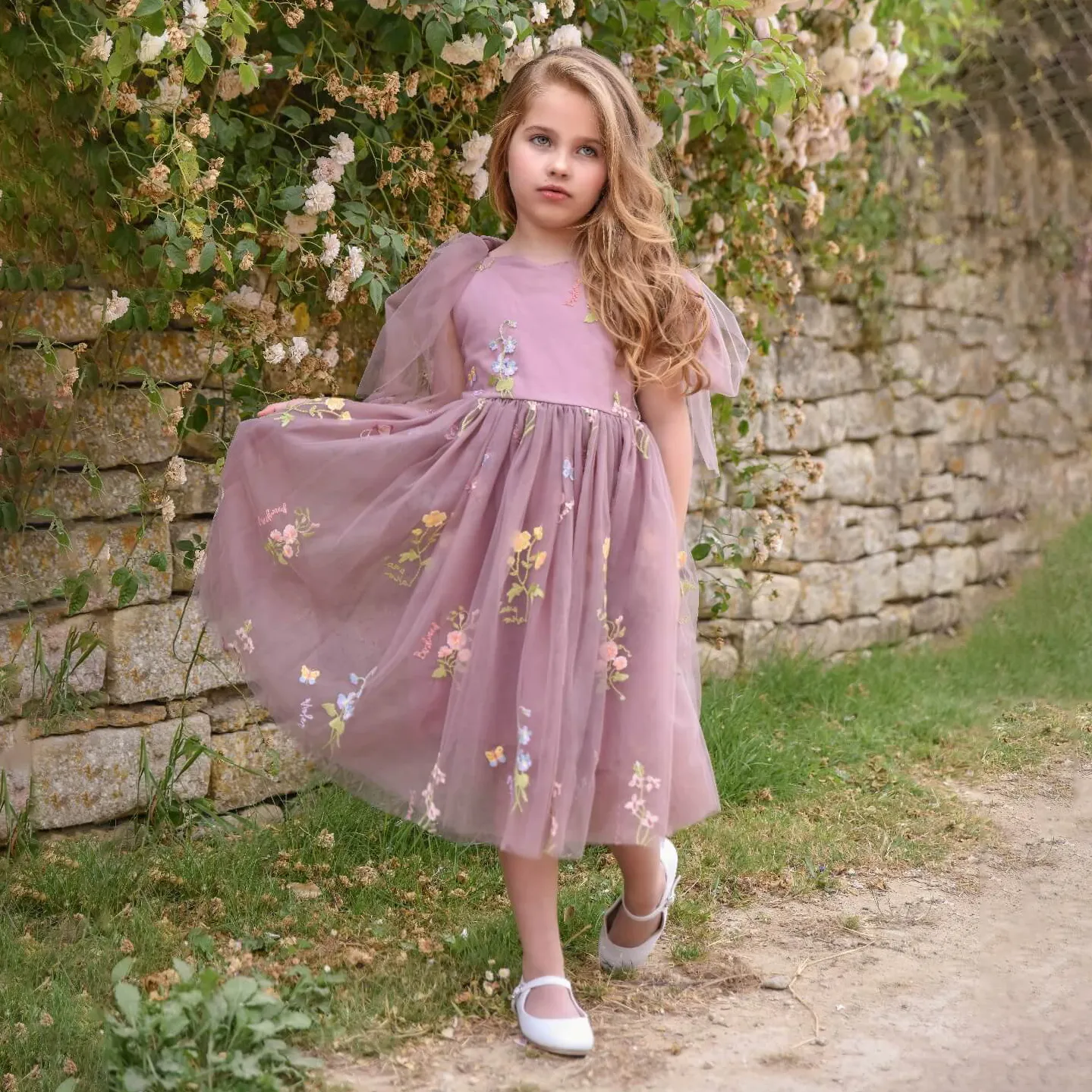 Enchanted Angel Dress - Embroidered Heather