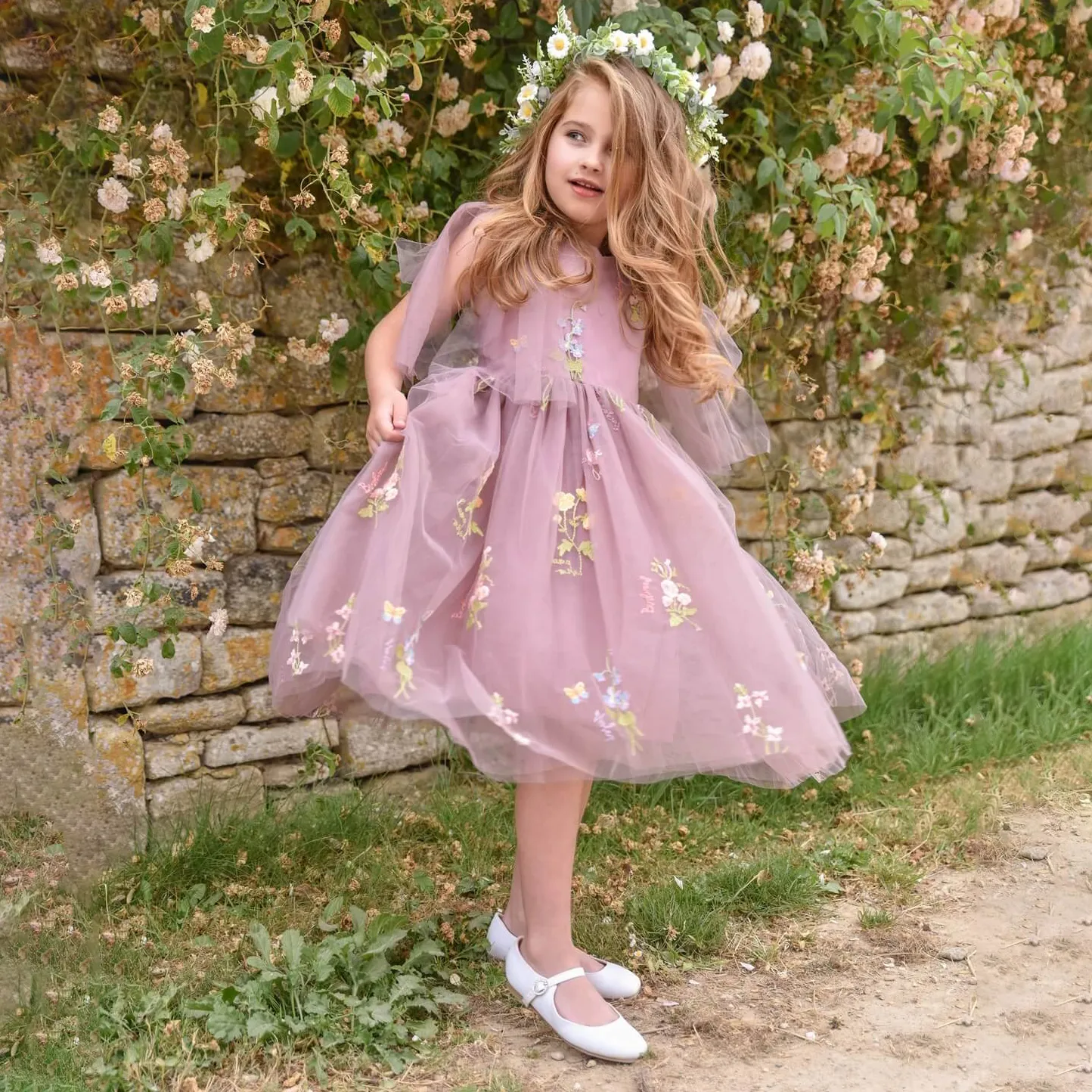Enchanted Angel Dress - Embroidered Heather