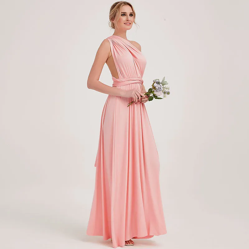 [Final Flaw Sale] Infinity Wrap Pink Bridesmaid Dress Convertible Gown
